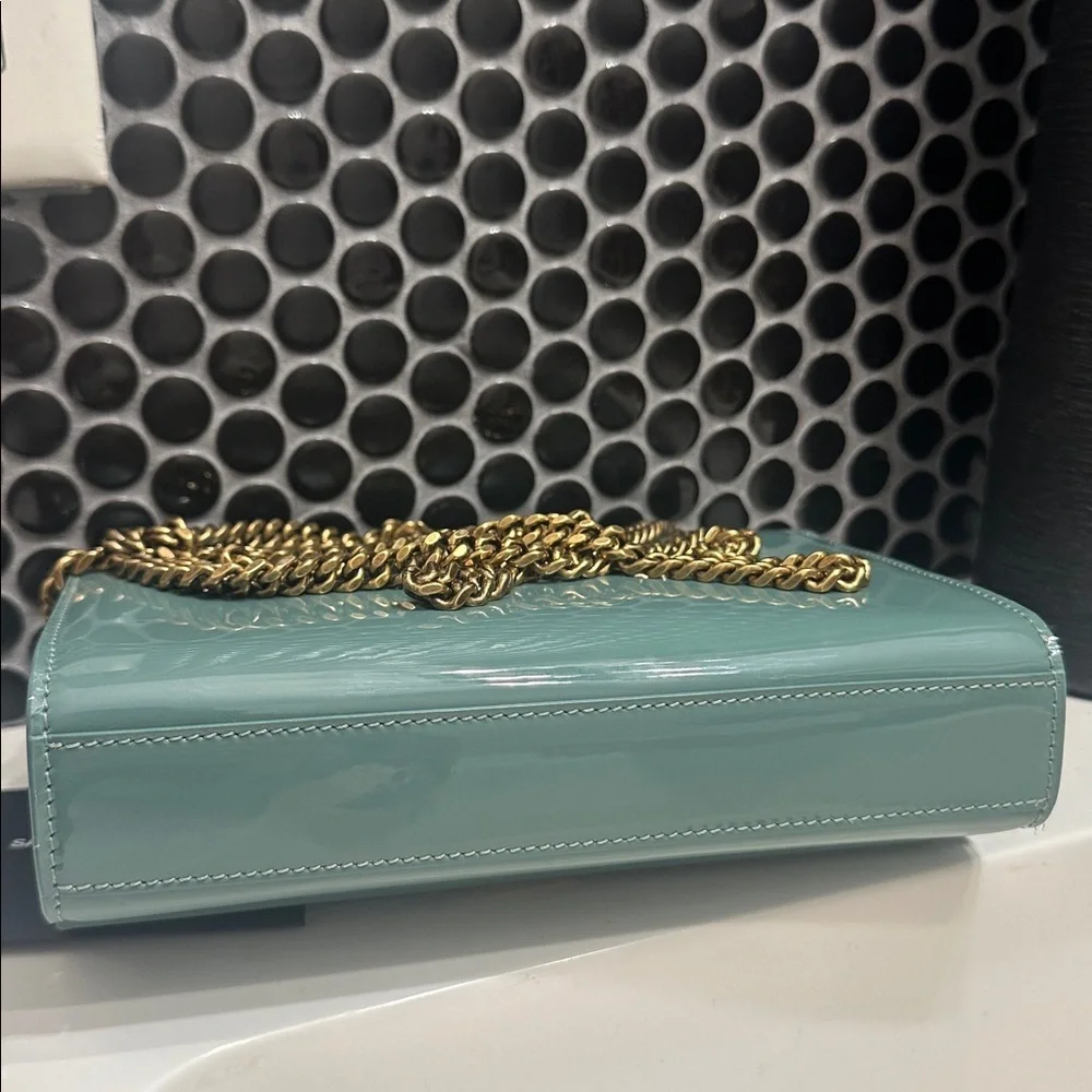 RARE COLOR💎Saint Laurent Kate Patent Leather Crossbody Bag Vintage Sage YSL Kate - Picture 9 of 16